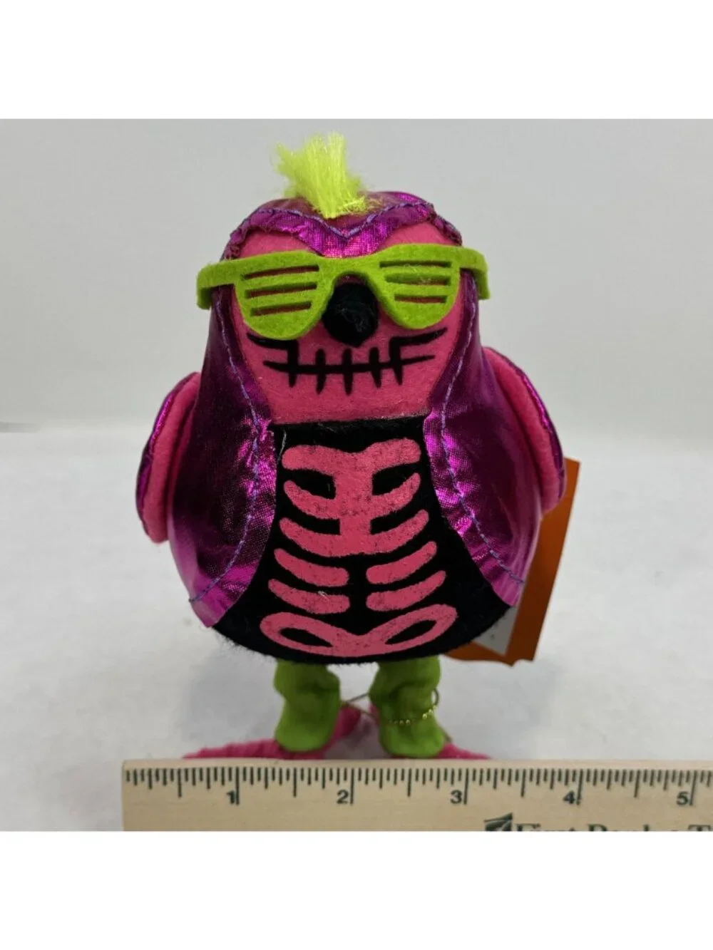 Hyde & Eek! Glitter Featherly Friends Halloween Bird 80's Skeleton Neon Pink NEW